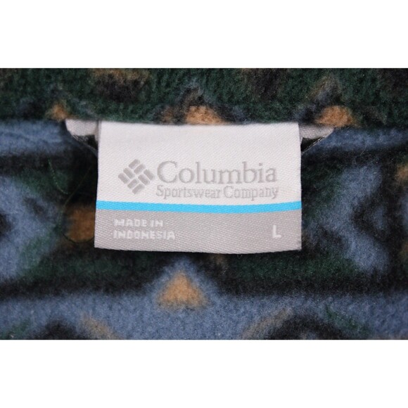 Columbia Steens Mountain Printed Fleece Jacket Beige Aztec Print Mens Full Zip L - Picture 8 of 10